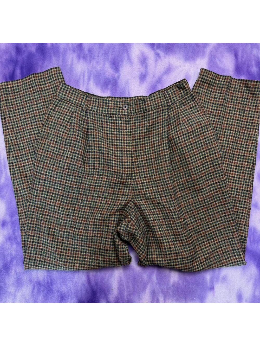 Sag Harbor vtg 90s plaid pants brown navy red green